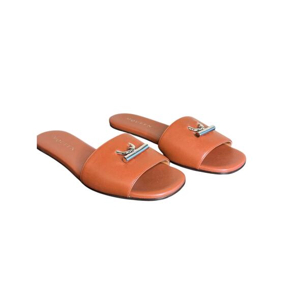 Alexander McQueen NIB T-Bar Leather Slides in Brown Size 39.5 - Picture 8 of 12